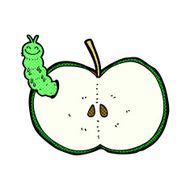 comic cartoon bug eating apple N6