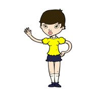 comic cartoon woman waving N99