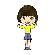 comic cartoon woman waving N101