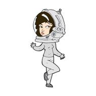 comic cartoon woman wearing space helmet N6