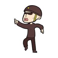 comic cartoon man in bike helmet pointing N3
