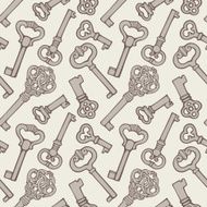 Seamless pattern with outline vintage keys N6