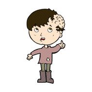 comic cartoon boy with growth on head N12