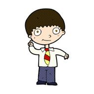 comic cartoon school boy with idea N8