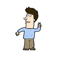 comic cartoon man making peace sign N3