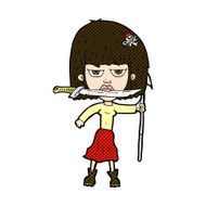 comic cartoon woman with knife and harpoon N3