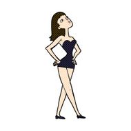 comic cartoon woman in party dress N3