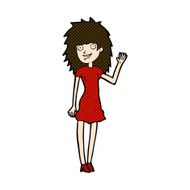 comic cartoon happy woman waving N3