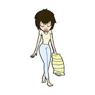 comic cartoon woman going to bed N3