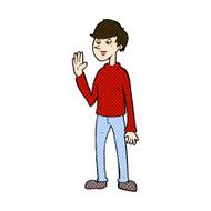 comic cartoon waving man N12