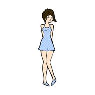 comic cartoon pretty woman in dress N14