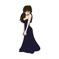 comic cartoon pretty woman in dress N15