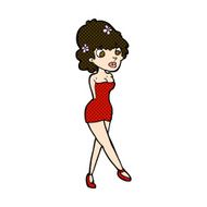 comic cartoon woman posing in dress N10