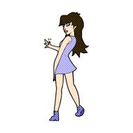 comic cartoon woman posing in dress N11