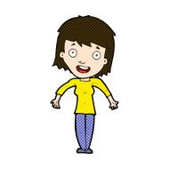 comic cartoon woman shrugging shoulders N145