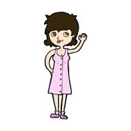 comic cartoon pretty woman waving N27