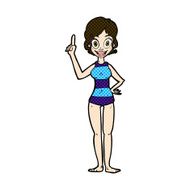 comic cartoon woman in striped swimsuit N3