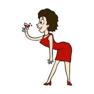 comic cartoon woman with drink N3