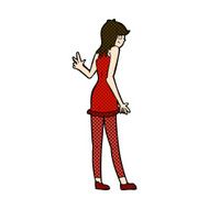 comic cartoon woman waving N103