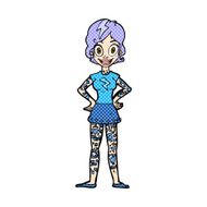 comic cartoon woman with heavy tattoos N3