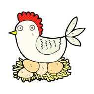 comic cartoon hen on eggs N3
