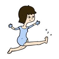 comic cartoon happy woman kicking N3