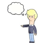 cartoon man blaming with thought bubble N11