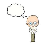 cartoon annoyed old man with thought bubble N68