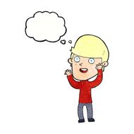 cartoon happy man with thought bubble N458