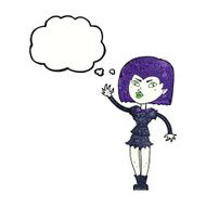 cartoon pretty vampire girl with thought bubble N31