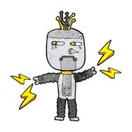cartoon waving robot with thought bubble N22