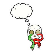 cartoon skull with snakes thought bubble N7