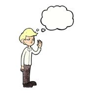 cartoon arrogant boy with thought bubble N11