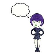 cartoon pretty vampire girl with thought bubble N32