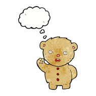 cartoon unhappy teddy bear with thought bubble N5
