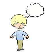 cartoon surprised man with thought bubble N138