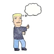 cartoon man gesturing with thought bubble N32