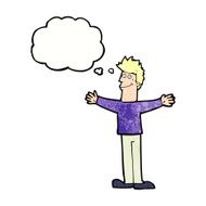 cartoon happy man with thought bubble N459