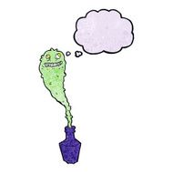 cartoon spooky ghost in bottle with thought bubble N11