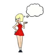 cartoon pretty woman with thought bubble N271