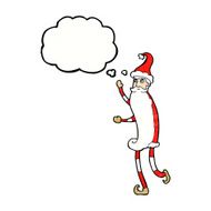 cartoon skinny santa with thought bubble N11