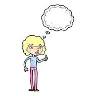 cartoon woman giving thumbs up symbol with thought bubble N67