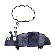 cartoon bug with thought bubble N37