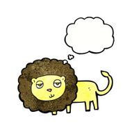 cartoon lion with thought bubble N20