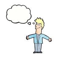 cartoon happy man with thought bubble N460