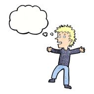 cartoon happy man with thought bubble N461