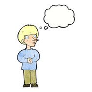 cartoon nervous man with thought bubble N137
