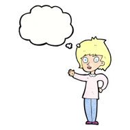 cartoon happy woman with thought bubble N254