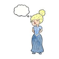 cartoon pretty victorian woman with thought bubble N11