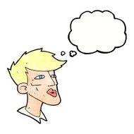 cartoon male model guy with thought bubble N11